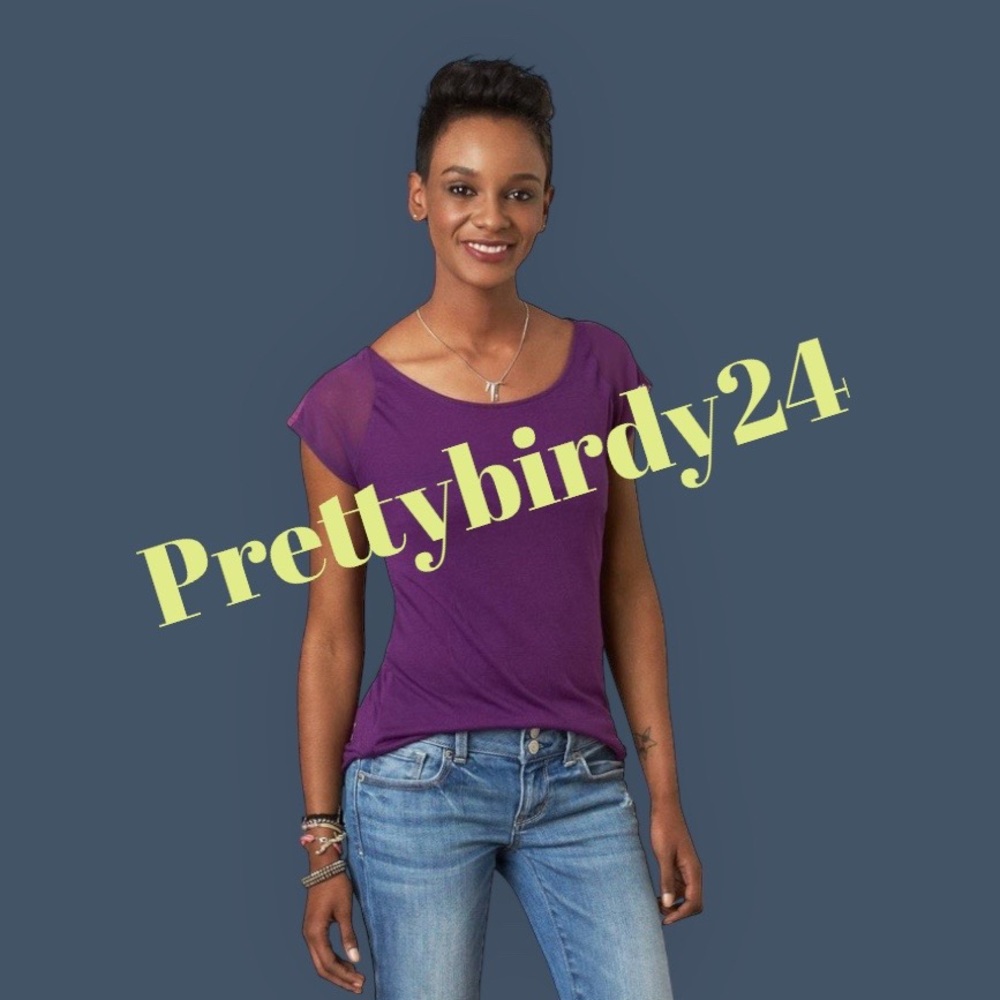 Retro AEO Purple Chiffon Cap Sleeve Blouse